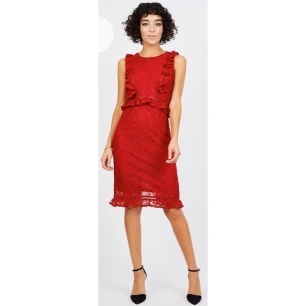 NSR Red Ruffle Lace Dress